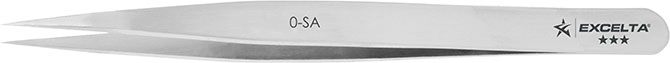 Excelta 0-SA Neverust Tweezers With Straight Tips, 3 Star, 4-3/4"