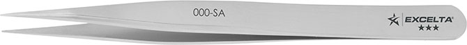 Excelta 000-SA Tweezer Straight Strong Three Star Stainless/Anti-Magnetic