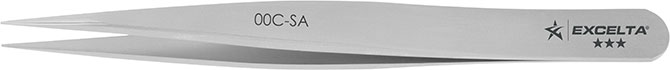 Excelta 00C-SA Stainless Steel Anti-magnetic General Assembly Tweezers with Straight Strong Tips, 4-1/4"