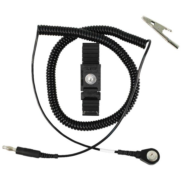 Desco 04549 Trustat Ergoclean  Wrist Strap Kit with 12' Coil Cord, 4mm Snap, Black