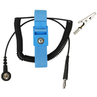 Desco 04563 Omega Elastic Blue Wrist Strap 4mm Snap, 6' Coil Cord