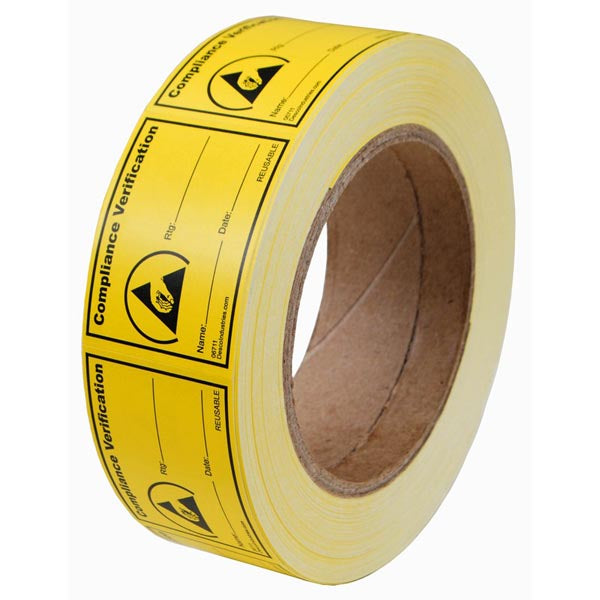 Desco 06711 Compliance Verification Label Reaching Hand Reusable Label, 1-1/2 x 2", 1000 per Roll