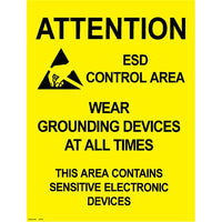 Desco 06742 ESD-Safe Area Warning Sign, 5pk