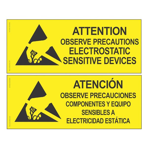Desco 06750 Attention Sign English Spanish, 4in x 10in