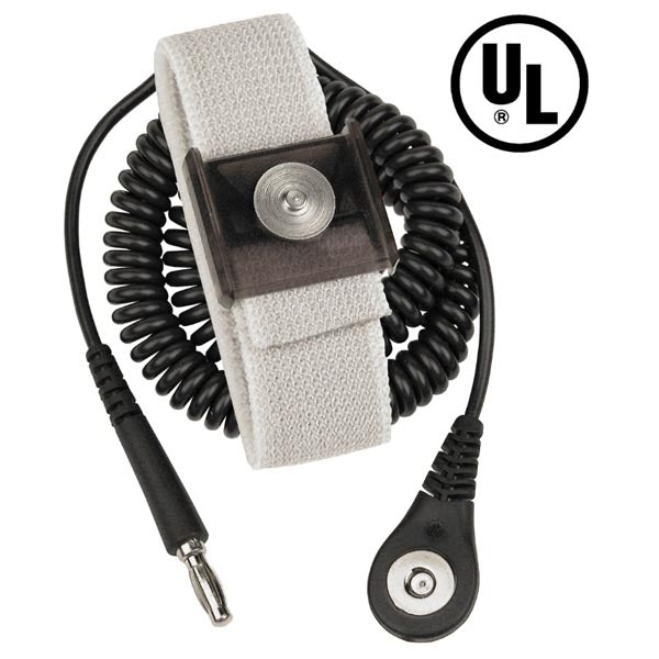 Desco 09184 Single Conductor Adjustable Fabric Wrist Strap, MagSnap, with 6 ft