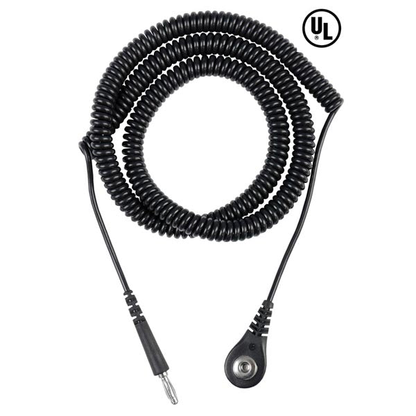 Desco 09680 Single Conductor Coil Cord Straight, 12 ft, 4mm Snap
