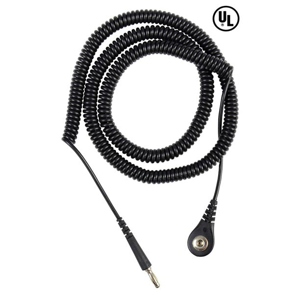 Desco 09682 Single Conductor Coil Cord, 4mm Snap