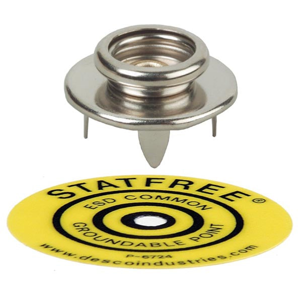 Desco 09863 Pronged 10mm Push and Clinch Socket Snap with Common Ground Point Symbol Label