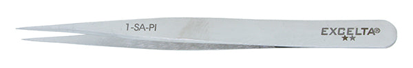 Excelta 1-SA-PI 2 Star Stainless Steel Anti-magnetic Tweezers with Slender Straight Tip, 4-1/2"
