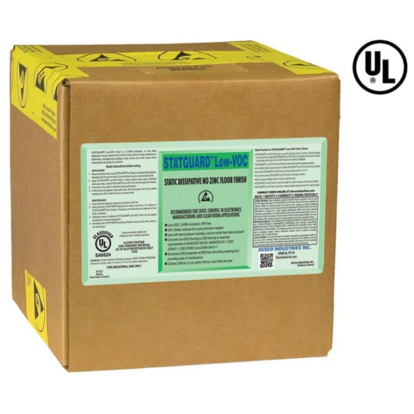 Desco 10551 Statguard Low-VOC Dissipative Floor Finish, 5 Gallon Box