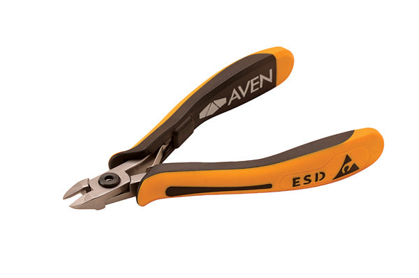 Aven 10821S Accu-Cut Oval Head Semi-Flush Cutter with ESD Safe Comfort Grips, 0.2 to 1.25mm