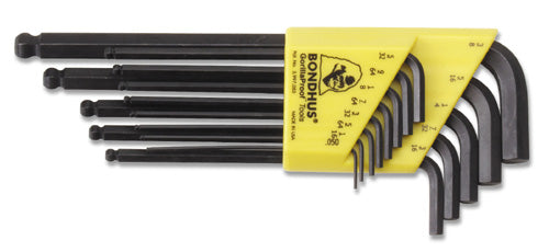 Bondhus 10937 Balldriver Hex Key L-Wrench Set, .050-3/8", 13-Piece