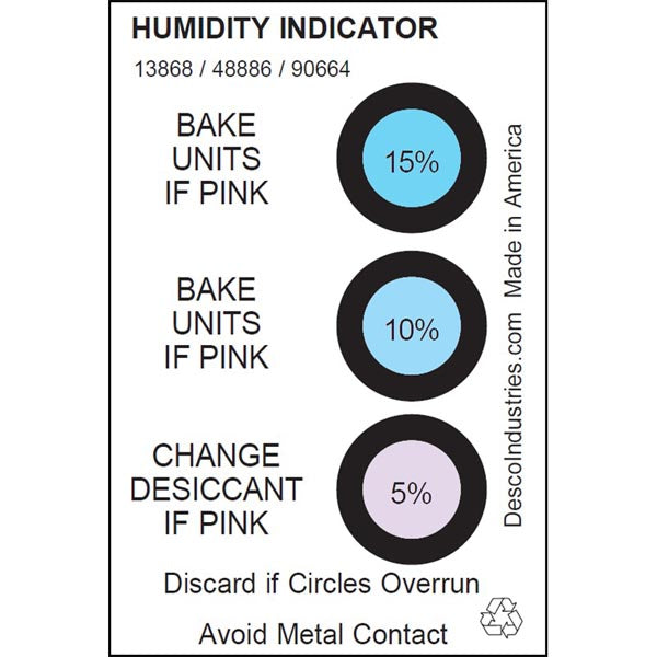 Desco 13868 Humidity Indicator Card