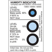 Desco 13869 Cobalt Dichloride Free Humidity Indicator Card