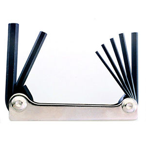 Bondhus 14589 9pc Hex Metal Handle Fold Up Tools, 5/64"-1/4"