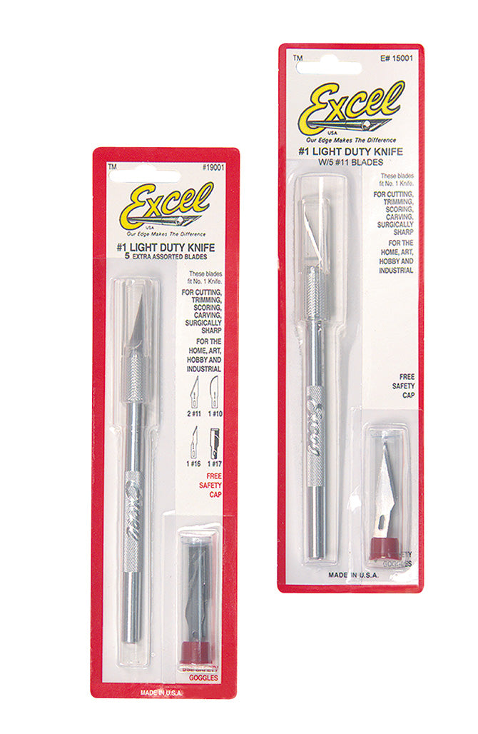 Excel 15001 K1 Round Aluminum Handle Knife w/ Safety Cap & #20011 Blades