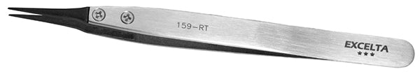 Excelta 159-RT ESD-Safe Stainless Steel Tweezer With Replaceable Extra Fine Carbofib Tips, 3 Star, 5"