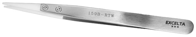Excelta 159B-RTW 3-Star 5" White Delrin Replaceable Tweezer