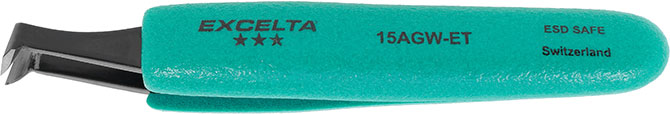 Excelta 15A-GW-ET Tweezer - Cutting Angulated - Three Star 4.5" Carbon Steel .010"