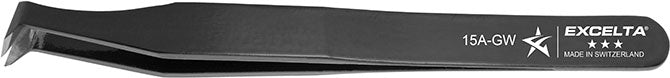 Excelta 15A-GW Swiss Tweezers with Angulated Head & Flat Blades