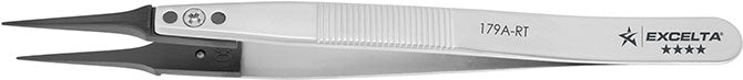 Excelta 179A-RT ESD-Safe Softip Stainless Steel Tweezer with Replaceable Fine Copolymer Tips, 4 Star, 5"