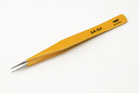 Aven 18013EZ Pick Stainless Steel Anti-Magnetic Yellow Tweezers with Straight Medium Point