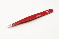 Aven 18032EZ Pick Stainless Steel Anti-Magnetic Red Tweezers with Straight Fine Point Tips