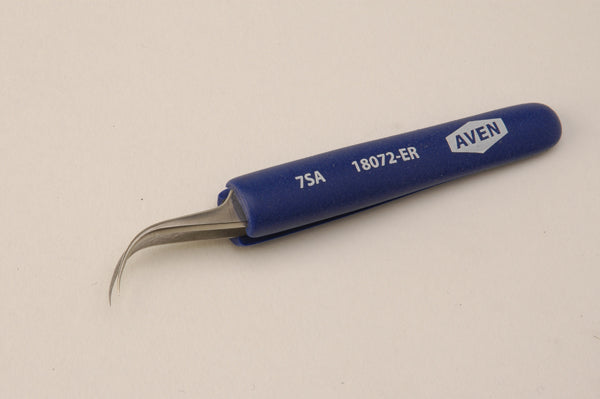 Aven 18072-ER 7-SA Stainless Steel Anti-Magnetic Tweezers with Curved Fine Tips