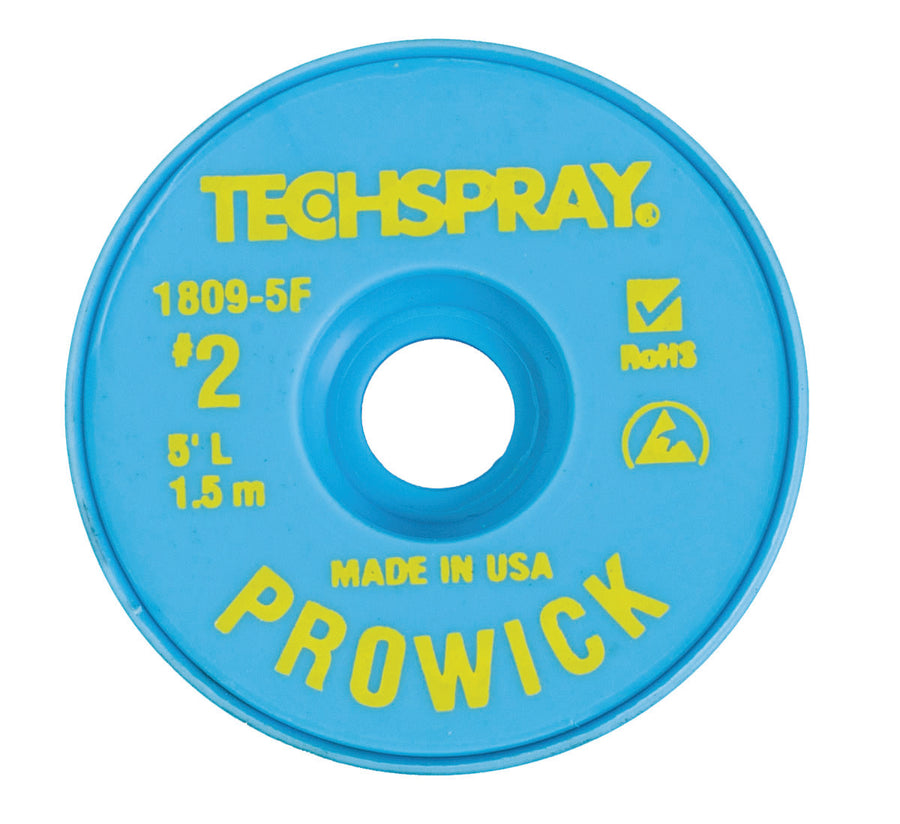 Techspray 1809-5F Pro-Wick Rosin Desoldering Braid, .055", 5' Yellow ESD Spool
