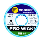 Techspray 1810-25F Pro-Wick Rosin Desoldering Braid, .075", 25' Green ESD Spool