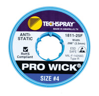 Techspray 1811-25F Pro-Wick Rosin Desoldering Braid, .098", 25' Blue ESD Spool