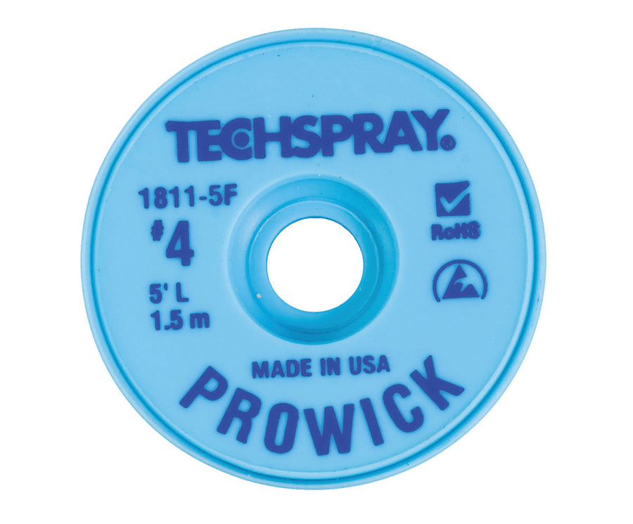 Techspray 1811-5F Pro-Wick Rosin Desoldering Braid, .098", 5' Blue ESD Spool