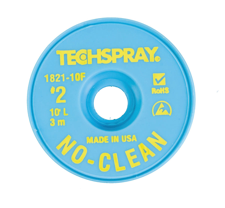 Techspray 1821-10F No-Clean Desoldering Braid, .055", 10' Yellow ESD Spool