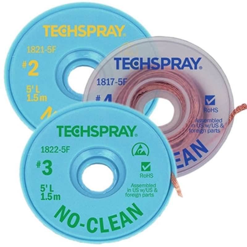 Techspray 1821-50F No-Clean Desoldering Braid, .055", 50' Yellow Standard Spool