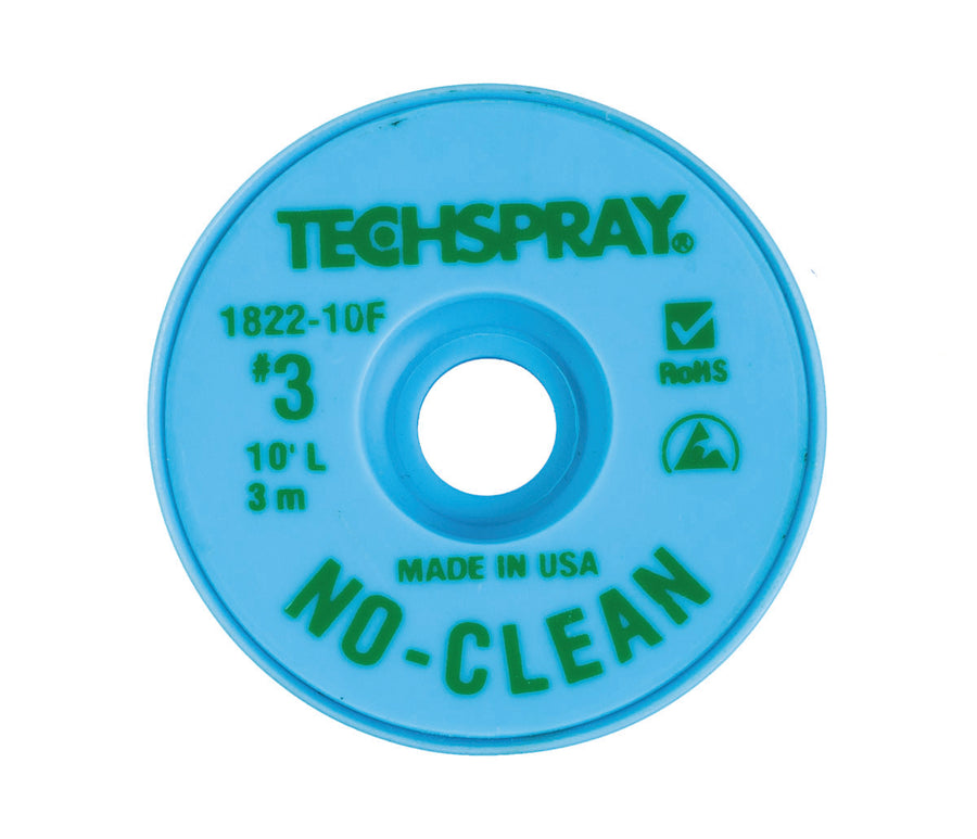Techspray 1822-10F No-Clean Desoldering Braid, .075", 10' Green ESD Spool