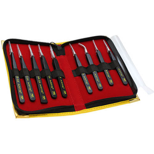 Aven 18480ARS Artis 9-Piece Tweezers Set with Soft Pouch