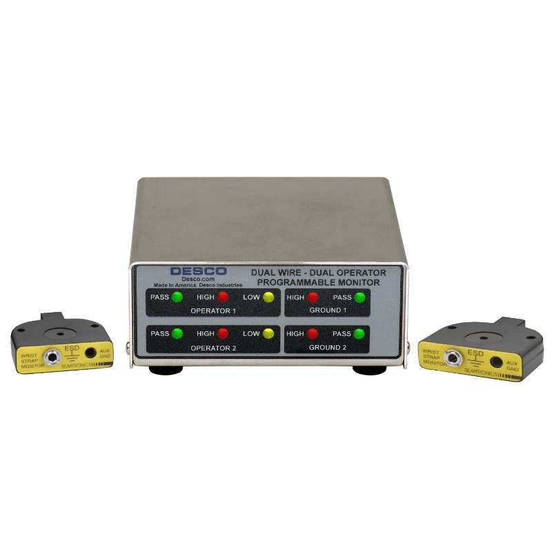 Desco 19665 Continuous Programmable Dual Workstation Monitor for Dual Conductor Wrist Straps