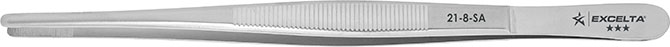 Excelta 21-8-SA Tweezer Straight Strong Stainless/Anti-magnetic broad point serrated Three Star, 8"