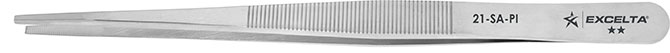 Excelta 21-SA-PI Stainless Steel Tweezer with Serrated Handles & Serrated Straight Strong Pointed Tips