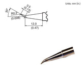 Hakko T15-J02 30° Bent Conical Soldering Tip, 0.2mm x 3.5mm