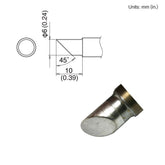 Hakko T22-C6 T22 Series Bevel Solder Tip, 45°, for FM-2030/2031, 6.0mm x 10mm