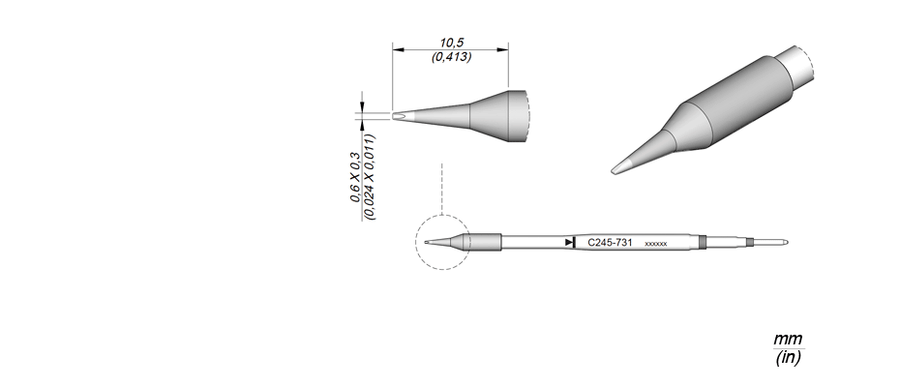 JBC C245731 Cartridge Chisel Soldering Tip, 0.6mm