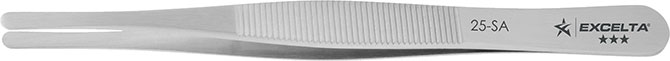 Excelta 25-SA 3-Star Anti-Magnetic Stainless Steel Tweezers with Large Round Flat Point Tip, 4-1/2"