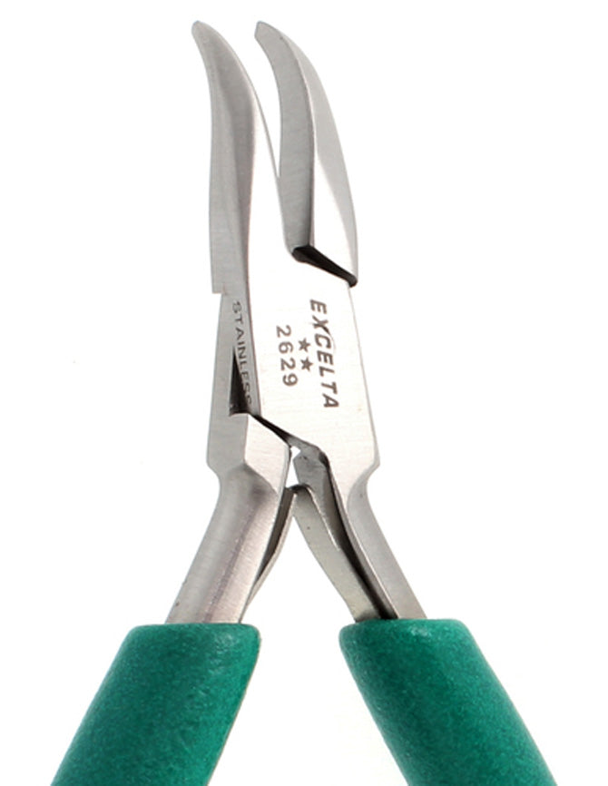 Excelta 2629D Precista 60deg Bent Nose Pliers, Serrated Jaws 4-1/2"