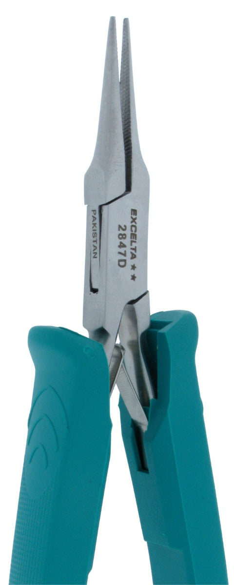 Excelta 2847D Stainless Steel Needle Nose Plier with Serrated Jaw, 5"