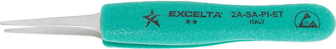 Excelta 2A-SA-PI-ET Stainless Steel Anti-Magnetic Cushion Grip Tweezers
