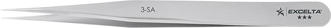 Excelta 3-SA Stainless Steel Anti-Magnetic Tweezers, 4-3/4"
