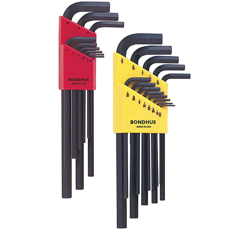 BONDHUS 22199 Hex L-wrench Double Pack Long Length,12137 .050-3/8" & 12199 1.5-10mm