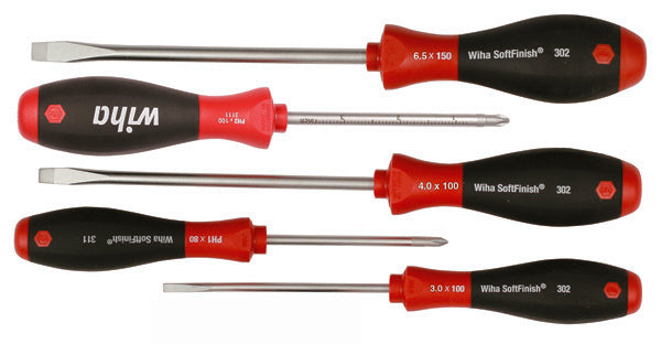 Wiha 30295 SoftFinish Slotted/Phillips Screwdriver, 5 Piece Set