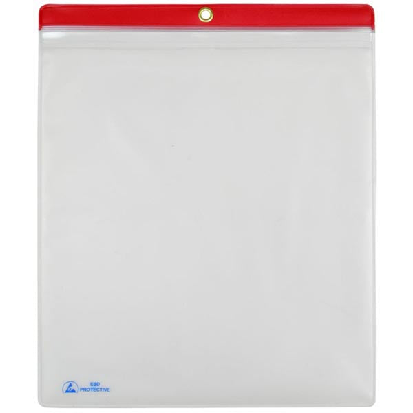 Menda 34454 ESD-Safe Clear Shop Traveler with Red Header & Zip Top, 10x12, Pack of 10